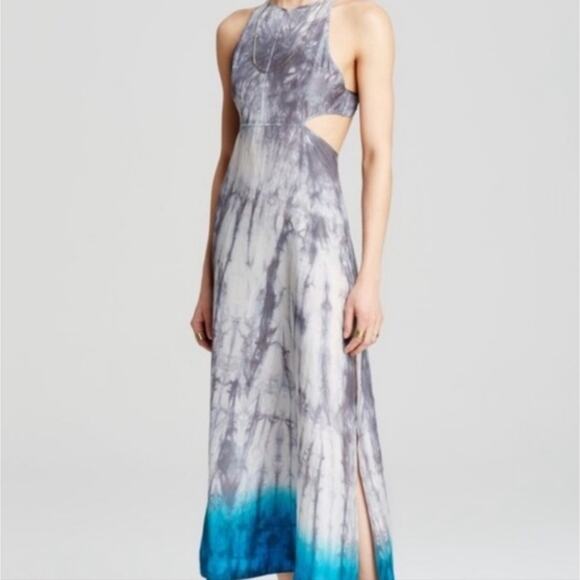 Free People 100% Silk Blue Grey Tie Dye Medium Dress - Picture 7 of 9